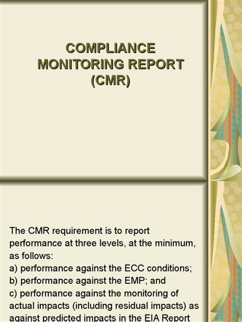 compliance monitoring report online|Compliance Monitoring Report (CMR) .